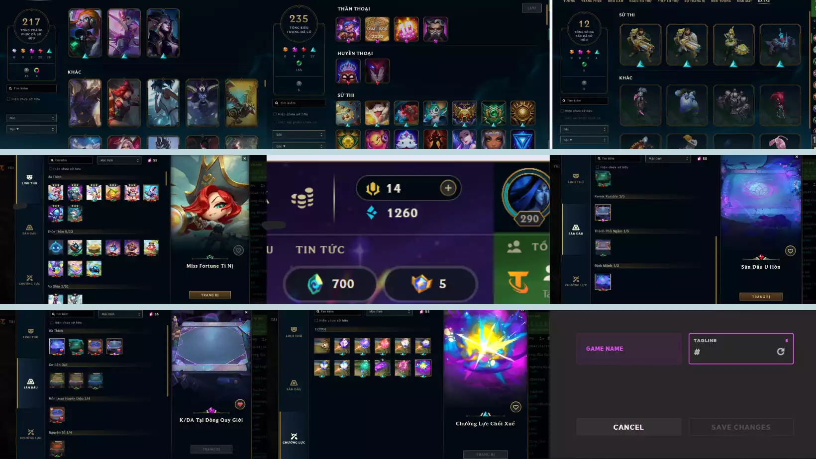 Ảnh ACC 217 SKIN FULL TƯỚNG LV : 290 UNLRANK ALL DTCL : MISSFORTUNE TÍ NỊ VÀ SÂN KDA TÍM VÀ NHIỀU PET 3 SAO 3 SÂN ĐỎ VÀ NHIỀU CHƯỞNG LỰC DƯ 5  HUY CHƯƠNG CÒN ĐỔI TÊN